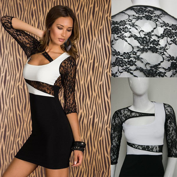 Sexy Lace Long Sleeve Mini Dress - Sins & Temptations