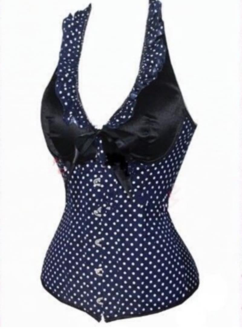 Women's Corsets Elegant Gothic Style Boned Halter Polka Dot Corset - Sins & Temptations