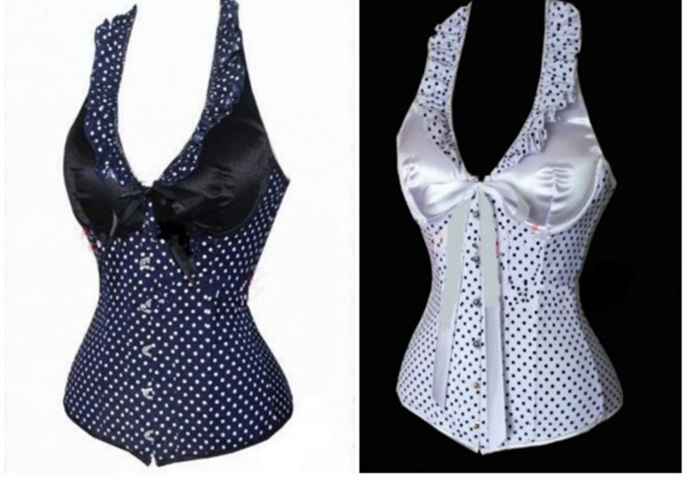 Women's Corsets Elegant Gothic Style Boned Halter Polka Dot Corset - Sins & Temptations