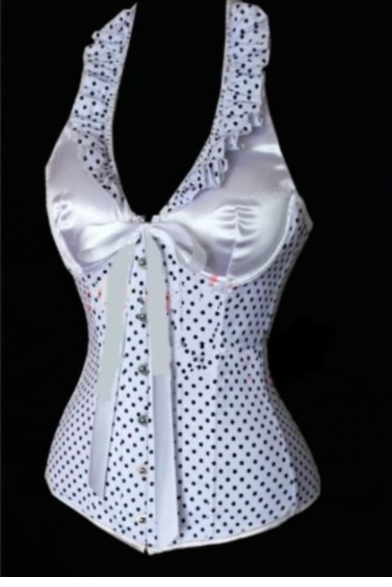 Women's Corsets Elegant Gothic Style Boned Halter Polka Dot Corset - Sins & Temptations