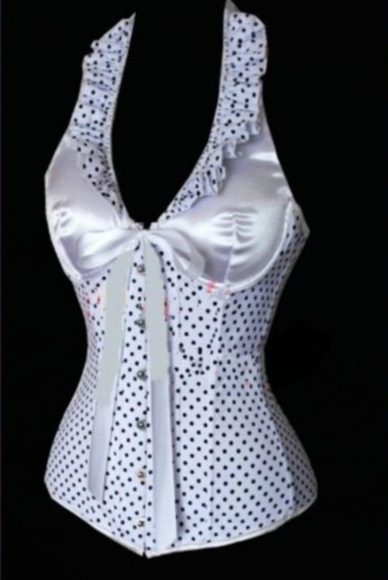 Women's Corsets Elegant Gothic Style Boned Halter Polka Dot Corset - Sins & Temptations