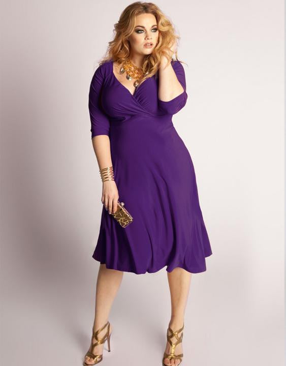 Plus Size Elegant Long Sleeve Dress - Sins & Temptations