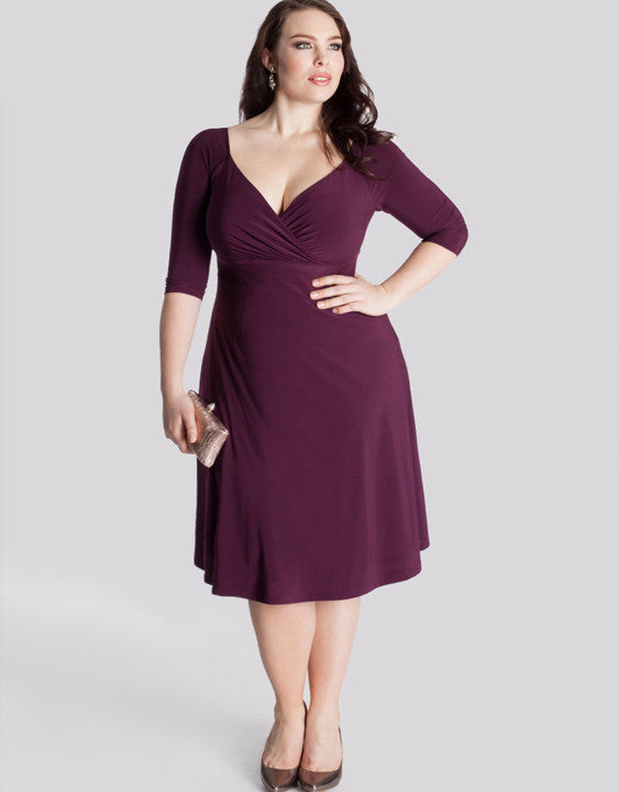 Plus Size Elegant Long Sleeve Dress - Sins & Temptations