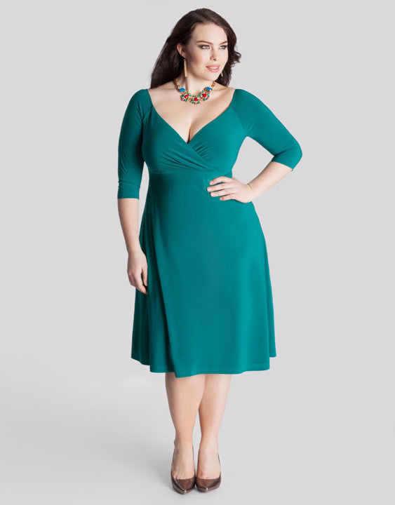 Plus Size Elegant Long Sleeve Dress - Sins & Temptations