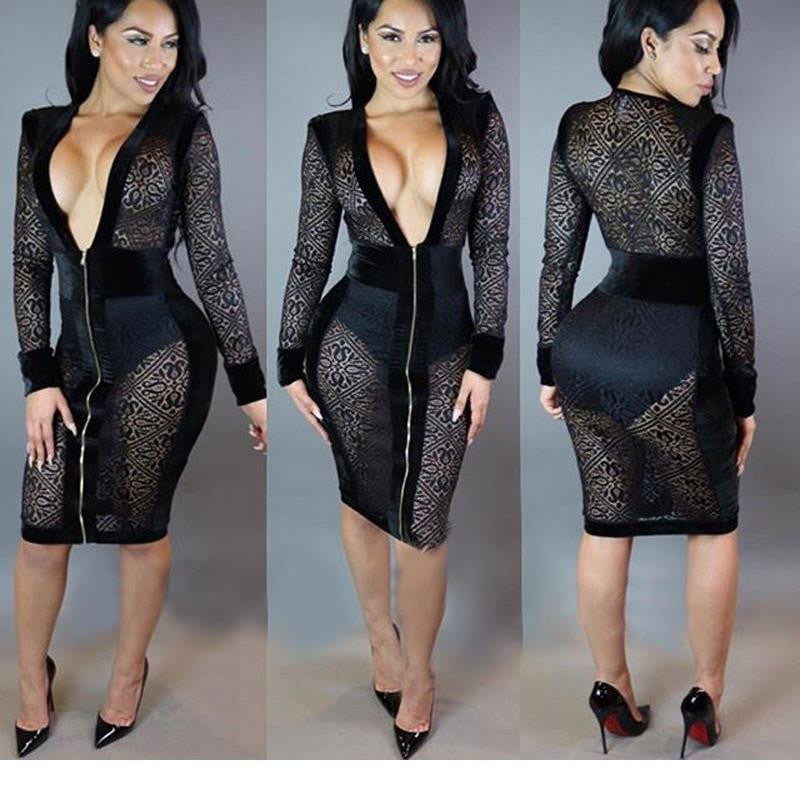 Vintage Summer Style Women's Black Lace Bodycon Partywear Dress - Sins & Temptations