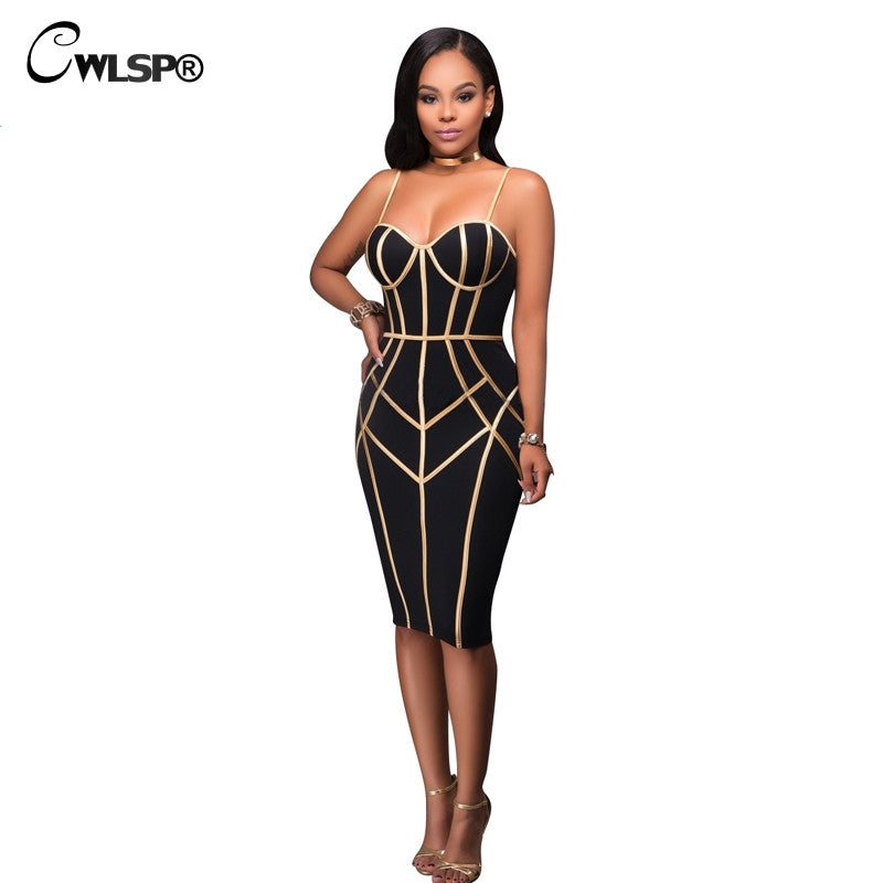 Sexy Dress Club Wear Contract Color Striped Spaghetti Strap Bodycon Pencil Dress Party Vestidos - Sins & Temptations