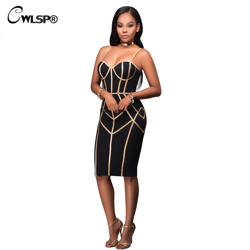 Sexy Dress Club Wear Contract Color Striped Spaghetti Strap Bodycon Pencil Dress Party Vestidos - Sins & Temptations