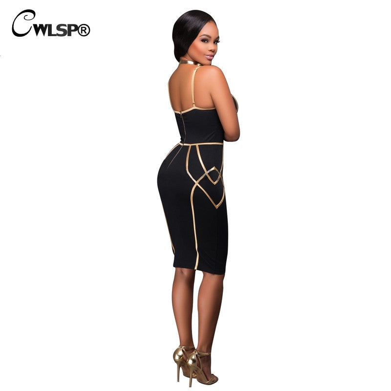 Sexy Dress Club Wear Contract Color Striped Spaghetti Strap Bodycon Pencil Dress Party Vestidos - Sins & Temptations