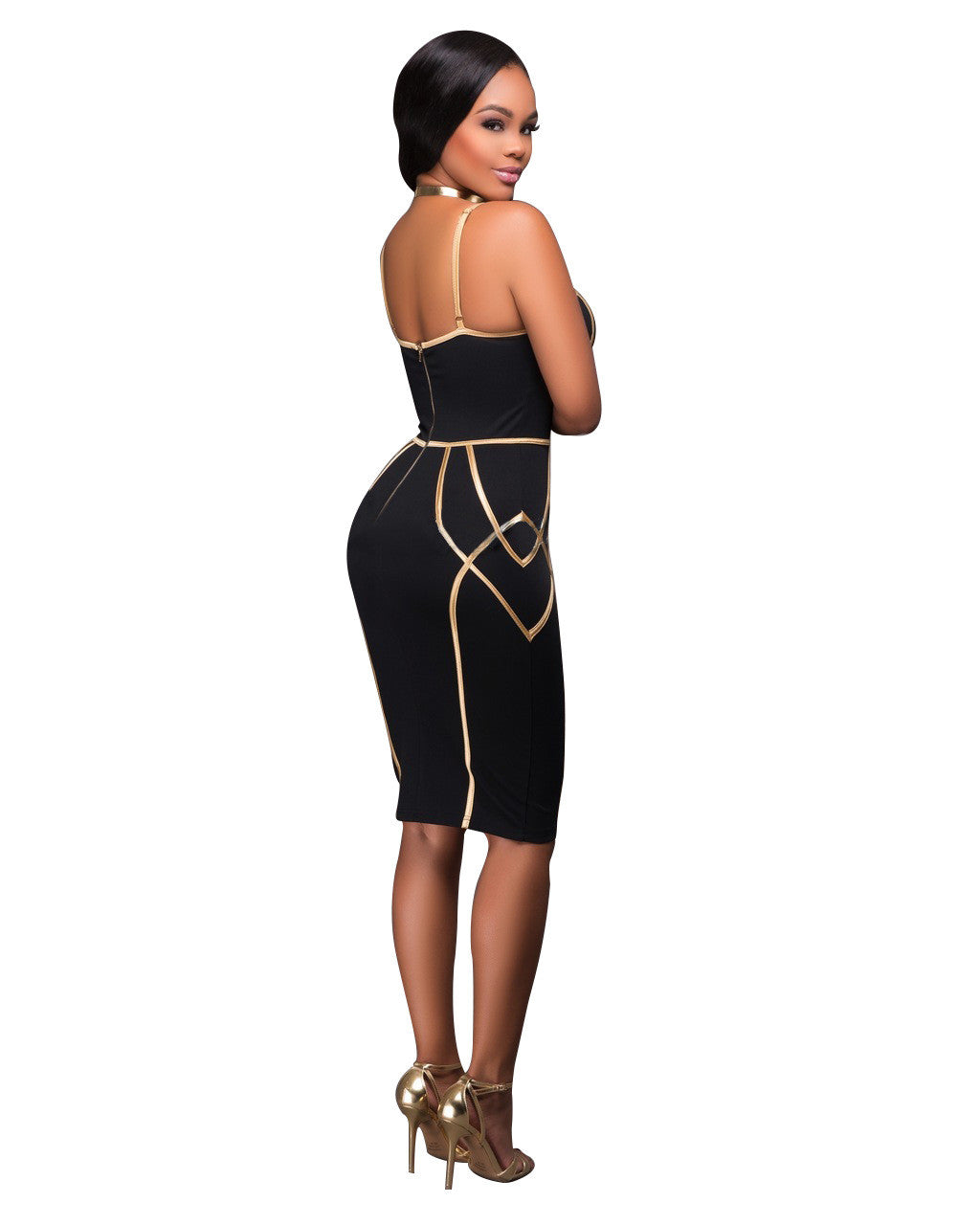 Sexy Dress Club Wear Contract Color Striped Spaghetti Strap Bodycon Pencil Dress Party Vestidos - Sins & Temptations