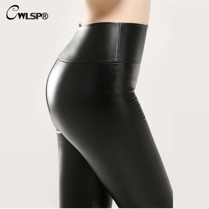 Womens Fitness Pu Leather Leggings Stretch Pants Plus Size - Sins & Temptations