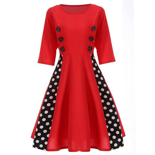 Summer Patchwork Retro Dress Casual Evening Party Half Sleeve - Sins & Temptations
