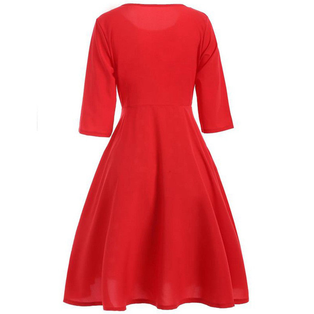 Summer Patchwork Retro Dress Casual Evening Party Half Sleeve - Sins & Temptations