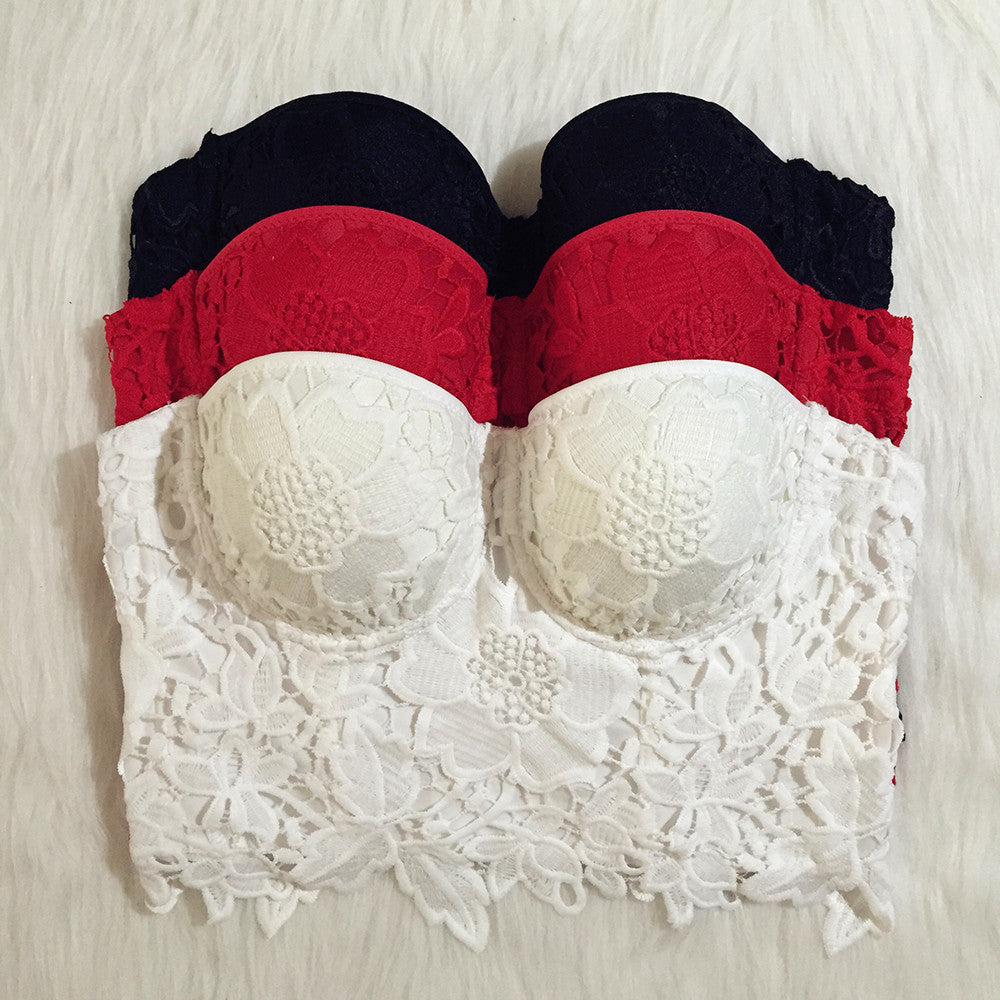Embroidery Lace Push Up Bralet Bustier Corset Wedding Party Corset - Sins & Temptations