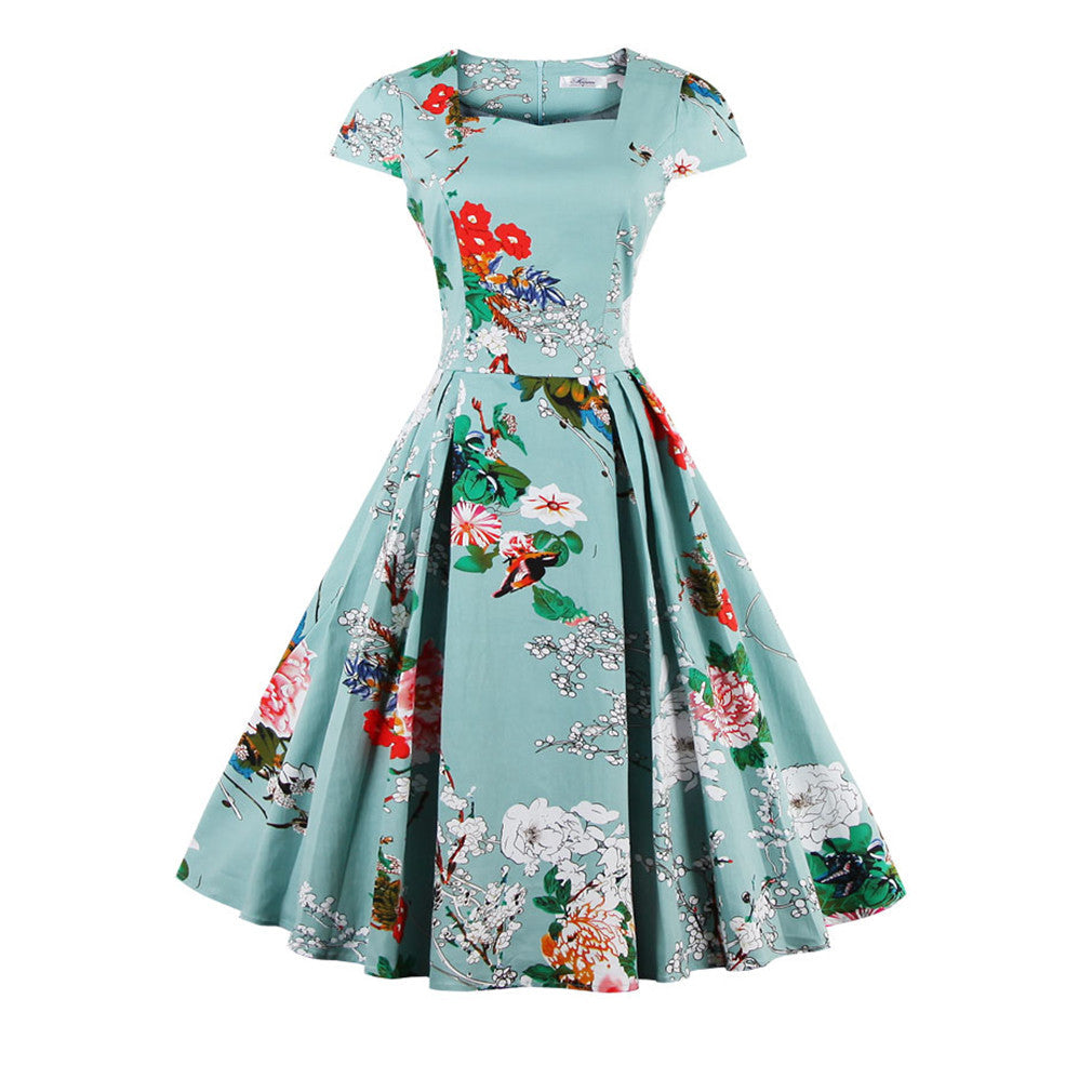 Stretchy Floral One Piece Dress Elegant Feminino Vestidos - Sins & Temptations