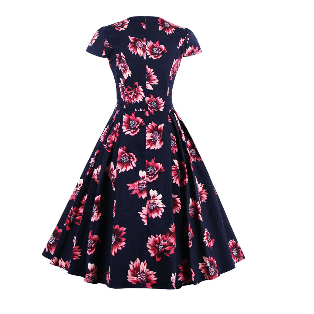 Stretchy Floral One Piece Dress Elegant Feminino Vestidos - Sins & Temptations