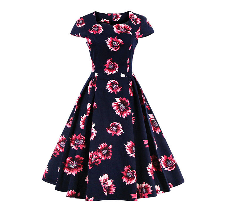 Stretchy Floral One Piece Dress Elegant Feminino Vestidos - Sins & Temptations