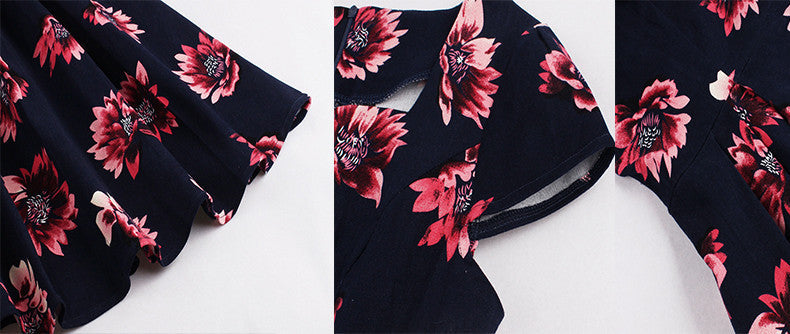 Stretchy Floral One Piece Dress Elegant Feminino Vestidos - Sins & Temptations