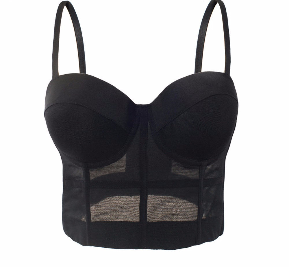 Fashion Mesh Push Up Bralet Women's Corset Bustier Bra Night Club Party Cropped Top - Sins & Temptations