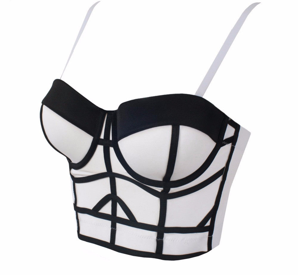 Fashion Geometric Women's Push Up Bustier Wedding Party Corset Cropped Top - Sins & Temptations
