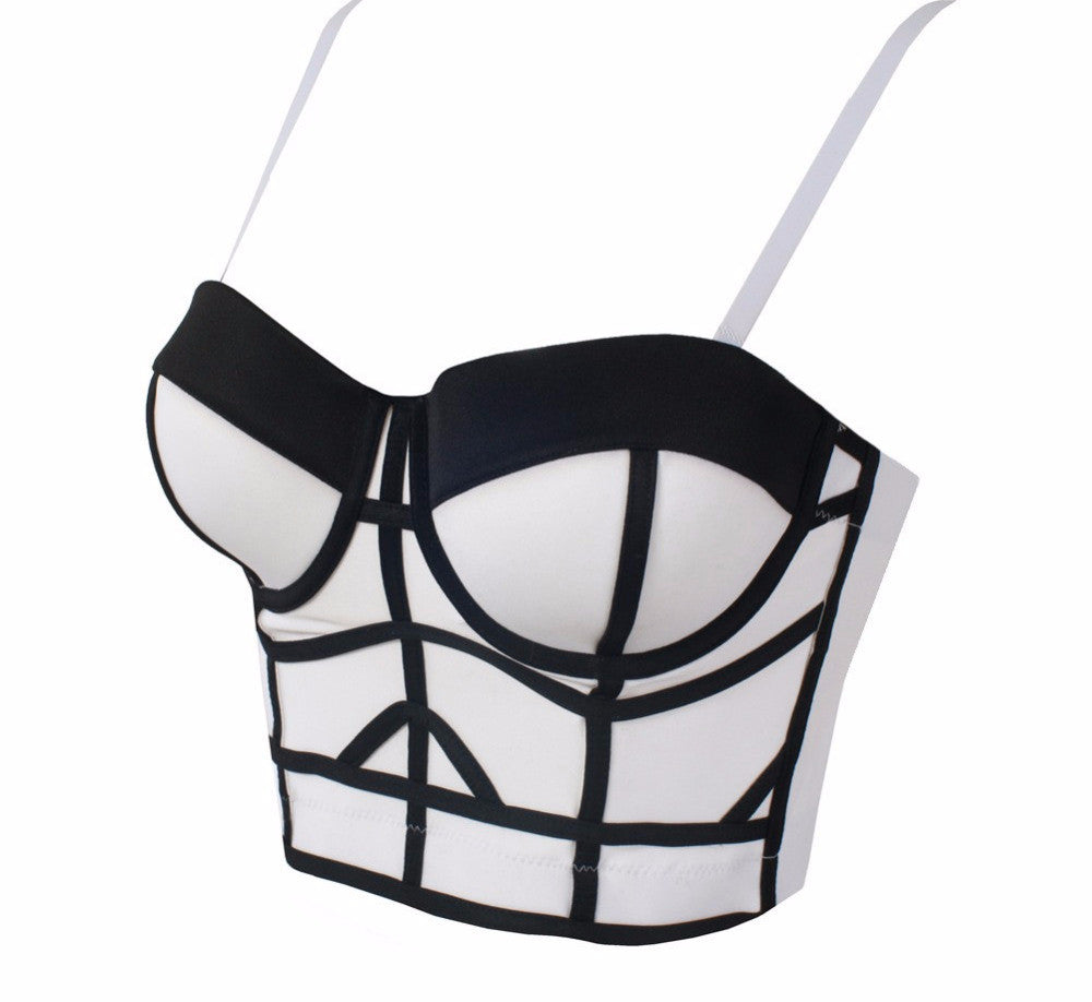 Fashion Geometric Women's Push Up Bustier Wedding Party Corset Cropped Top - Sins & Temptations