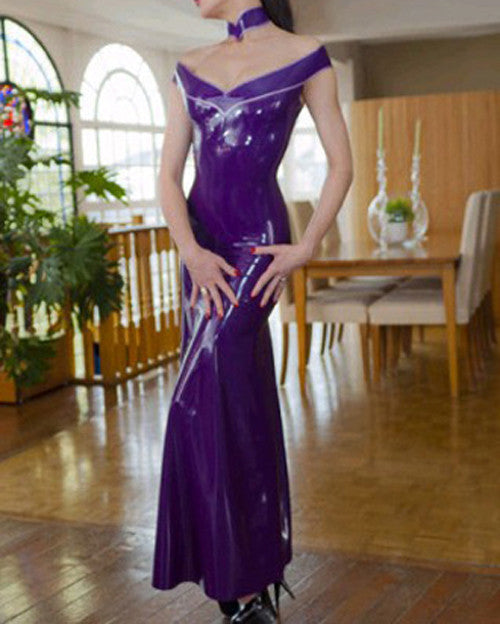 Pure Latex Celebrity Dress Purple Vestidos Prom Wear Long Gown - Sins & Temptations