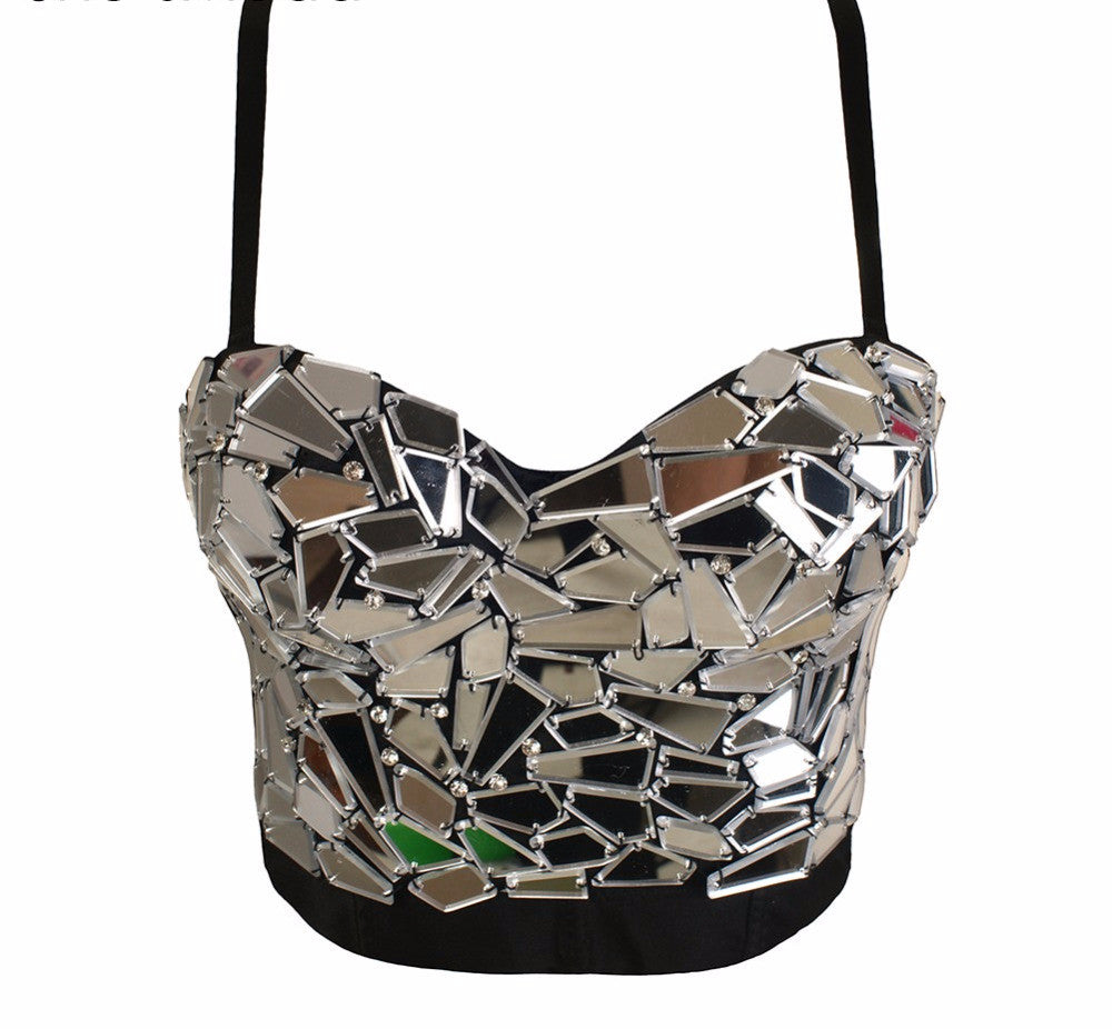 Luxury Hand-made Glass Pearls Jewel Diamond Bralete Bustier Bra Cropped Top - Sins & Temptations