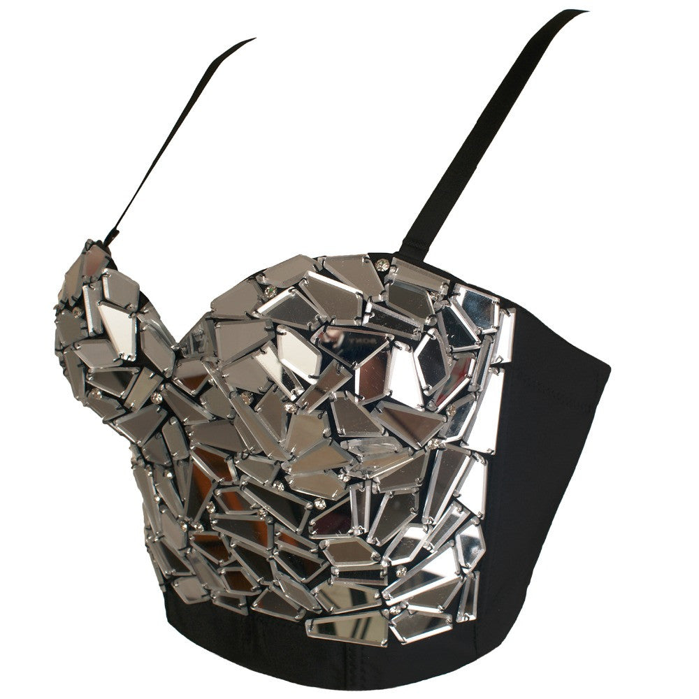 Luxury Hand-made Glass Pearls Jewel Diamond Bralete Bustier Bra Cropped Top - Sins & Temptations