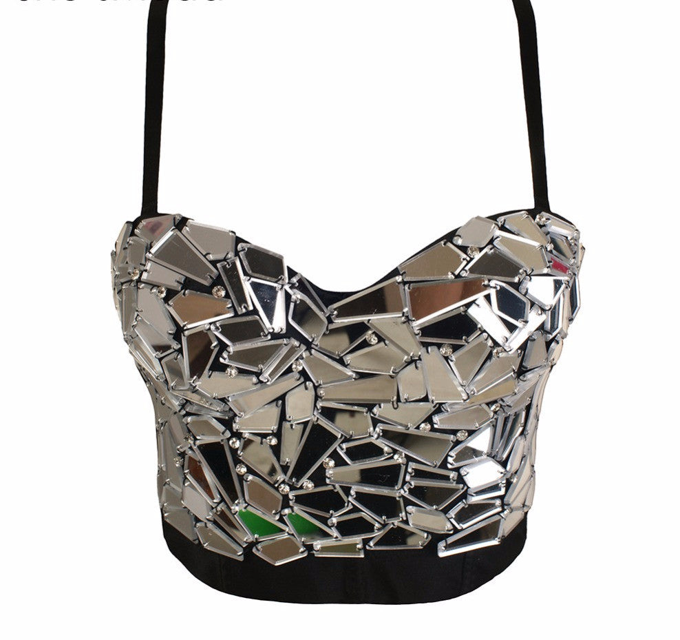 Luxury Hand-made Glass Pearls Jewel Diamond Bralete Bustier Bra Cropped Top - Sins & Temptations