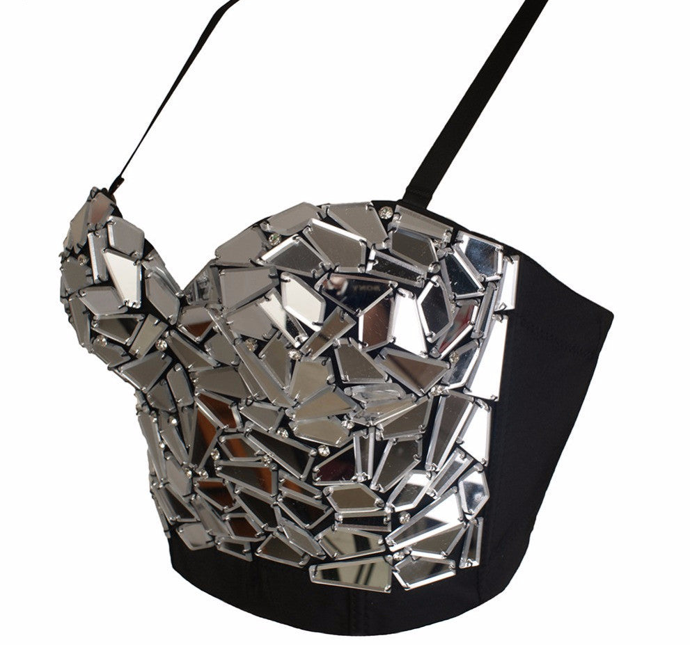 Luxury Hand-made Glass Pearls Jewel Diamond Bralete Bustier Bra Cropped Top - Sins & Temptations