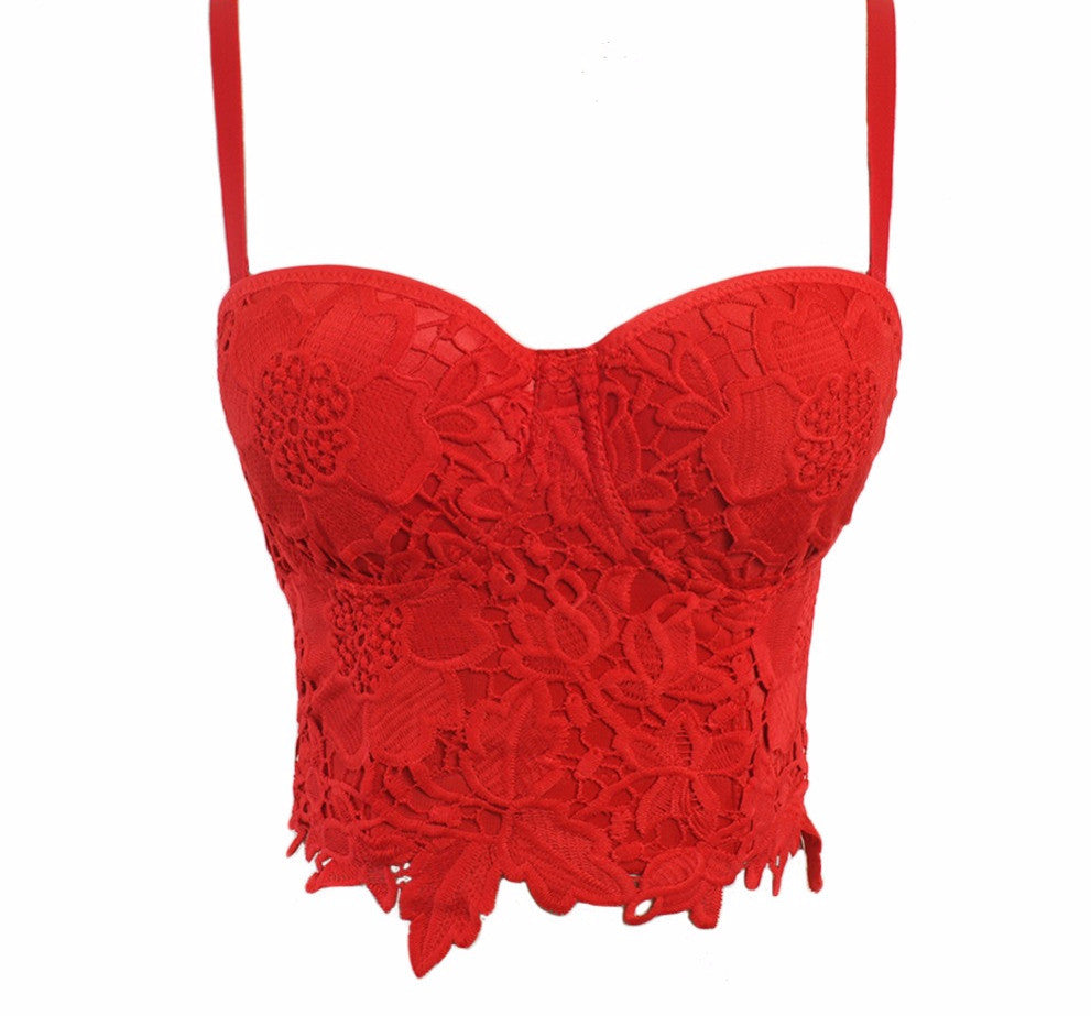 New Embroidery Lace Push Up Bralete Bustier Corset Wedding Party Corset Cropped Top - Sins & Temptations