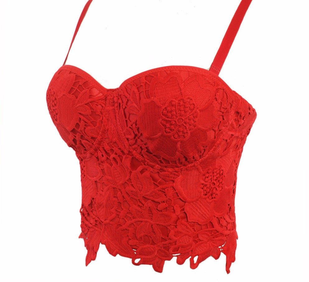 New Embroidery Lace Push Up Bralete Bustier Corset Wedding Party Corset Cropped Top - Sins & Temptations