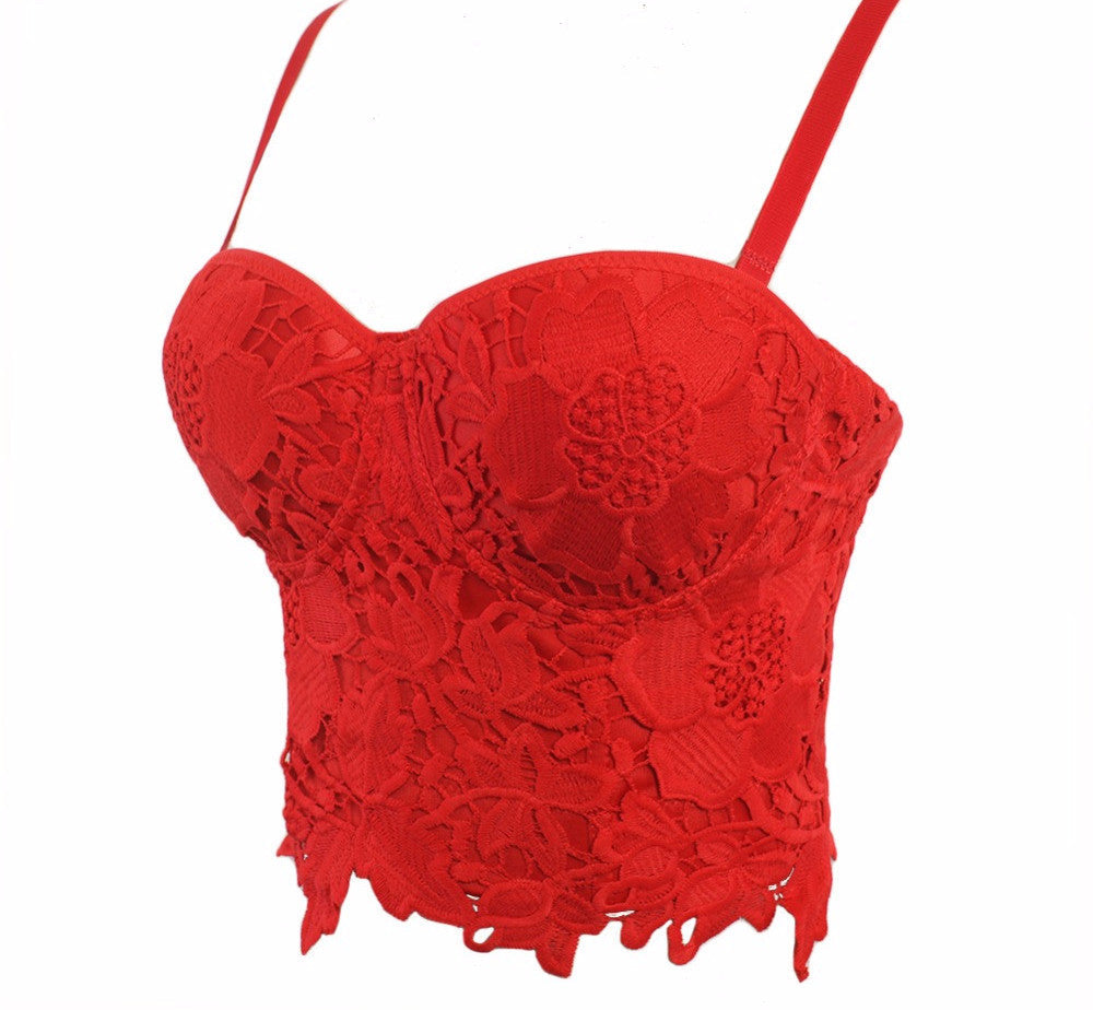 New Embroidery Lace Push Up Bralete Bustier Corset Wedding Party Corset Cropped Top - Sins & Temptations