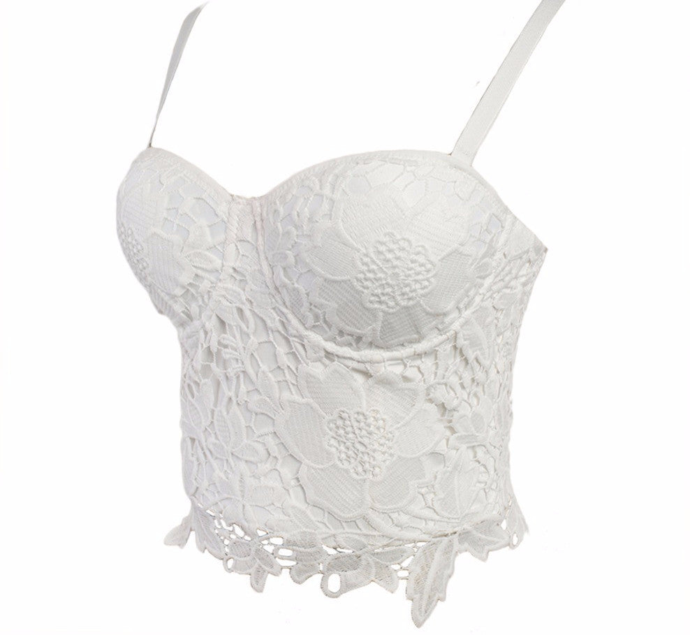 New Embroidery Lace Push Up Bralete Bustier Corset Wedding Party Corset Cropped Top - Sins & Temptations
