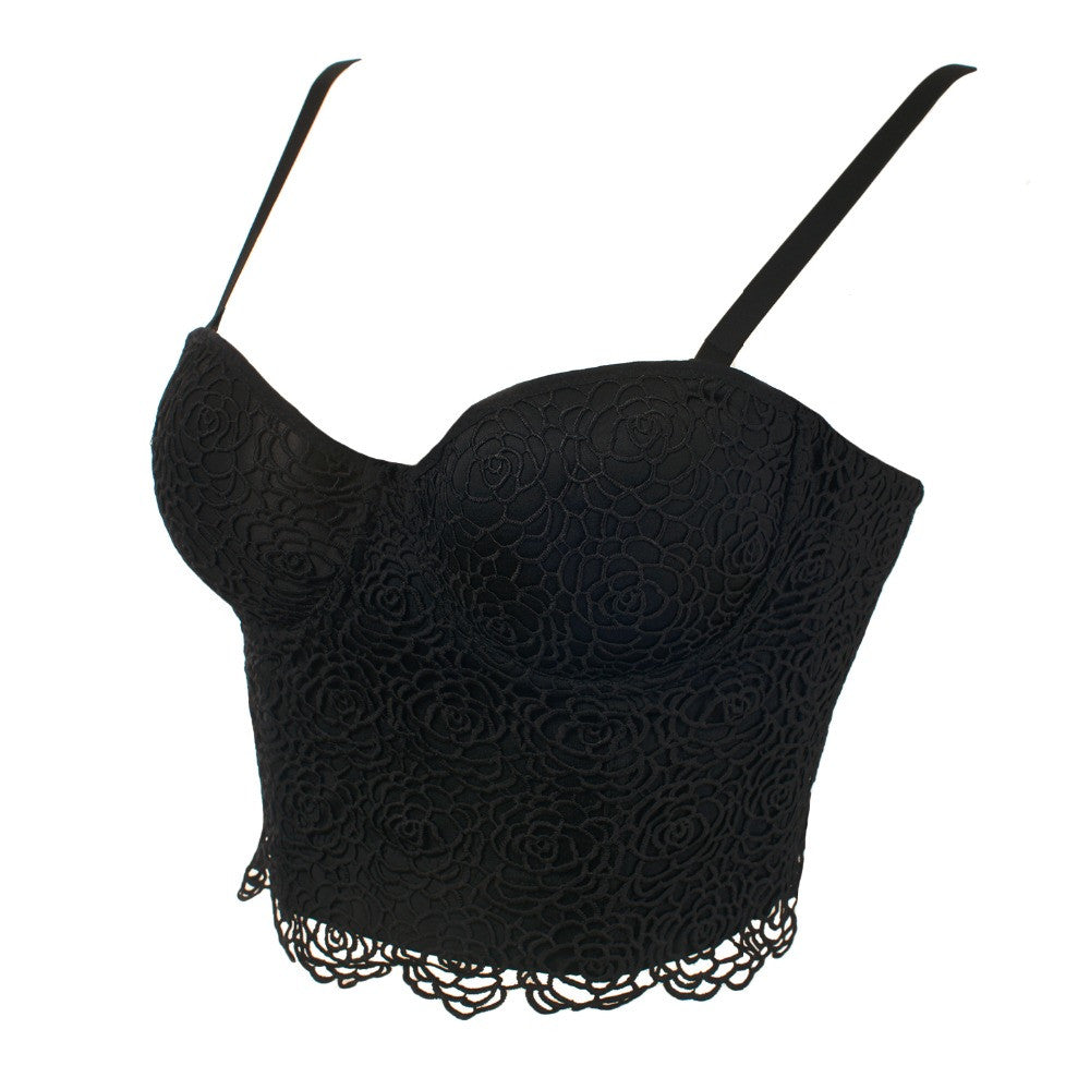 Sweet Floral Lace Push Up Bralete Bustier Corset Wedding Party Corset Cropped Top - Sins & Temptations