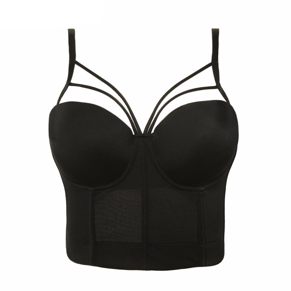 Basic Smooth Cut Cross Spandex Push Up Bralete Bustier Bra Cropped Top Vest - Sins & Temptations