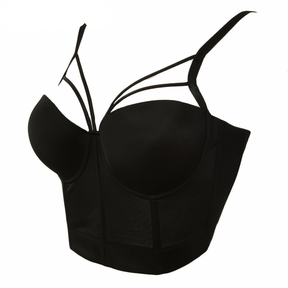 Basic Smooth Cut Cross Spandex Push Up Bralete Bustier Bra Cropped Top Vest - Sins & Temptations