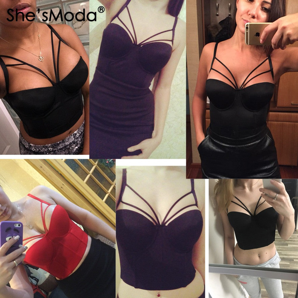 Basic Smooth Cut Cross Spandex Push Up Bralete Bustier Bra Cropped Top Vest - Sins & Temptations