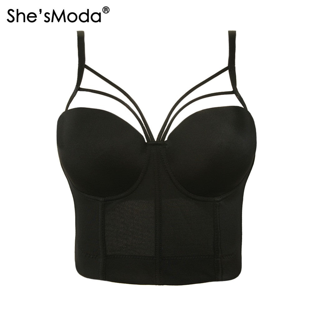 Basic Smooth Cut Cross Spandex Push Up Bralete Bustier Bra Cropped Top Vest - Sins & Temptations