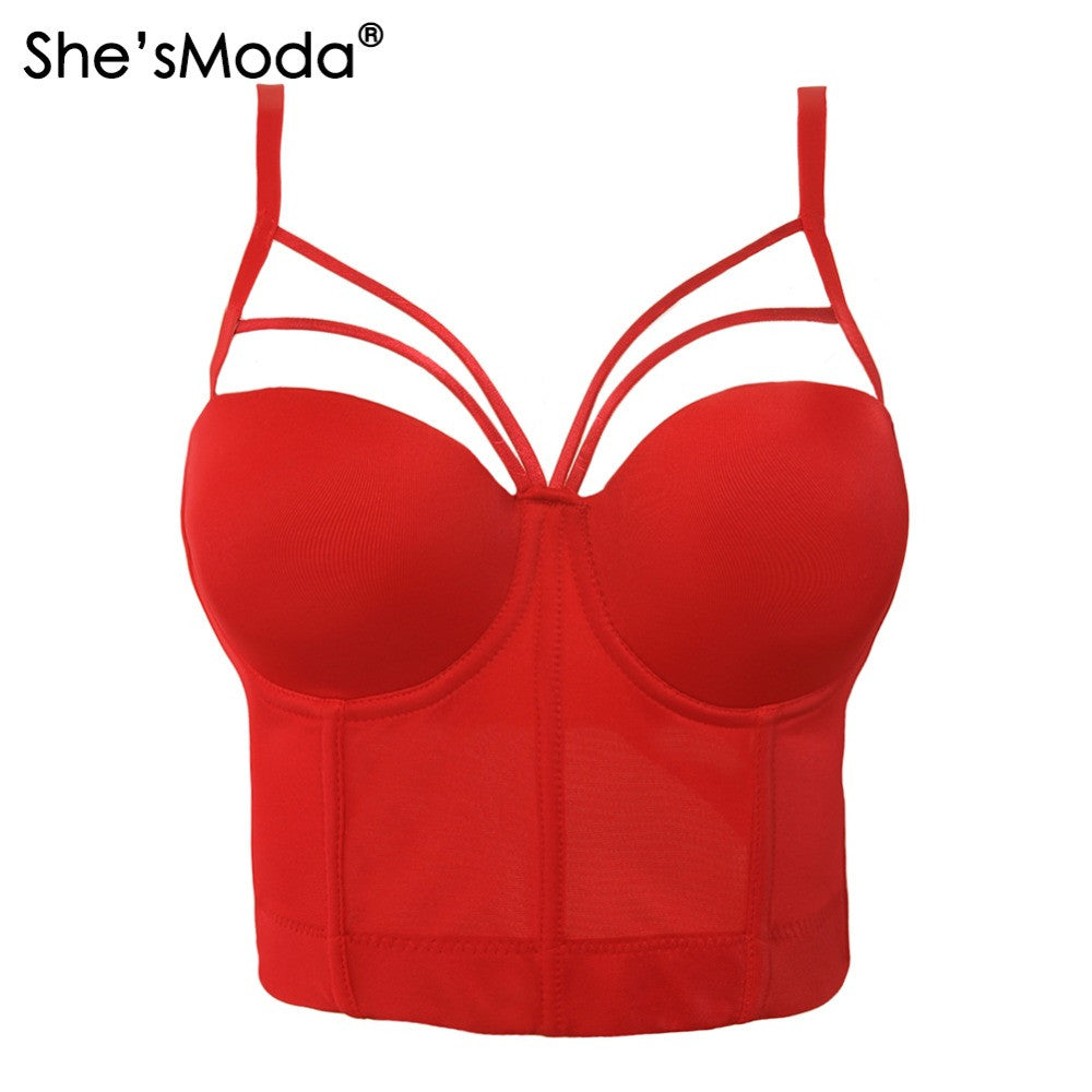 Basic Smooth Cut Cross Spandex Push Up Bralete Bustier Bra Cropped Top Vest - Sins & Temptations