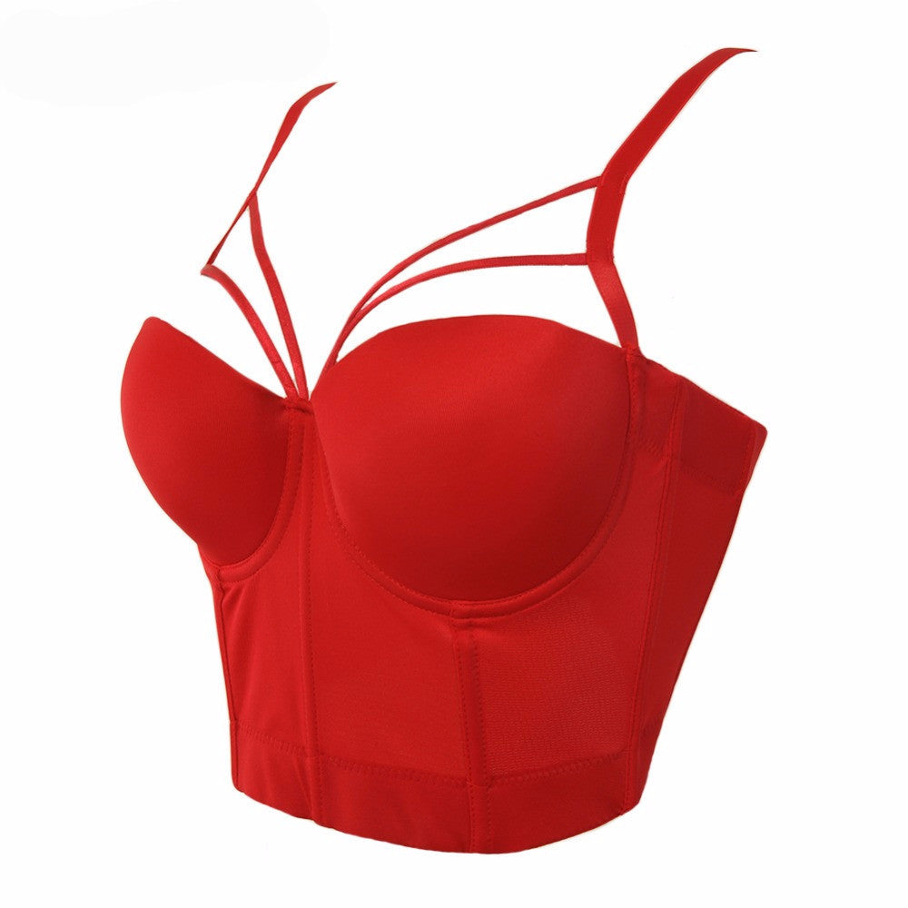 Basic Smooth Cut Cross Spandex Push Up Bralete Bustier Bra Cropped Top Vest - Sins & Temptations