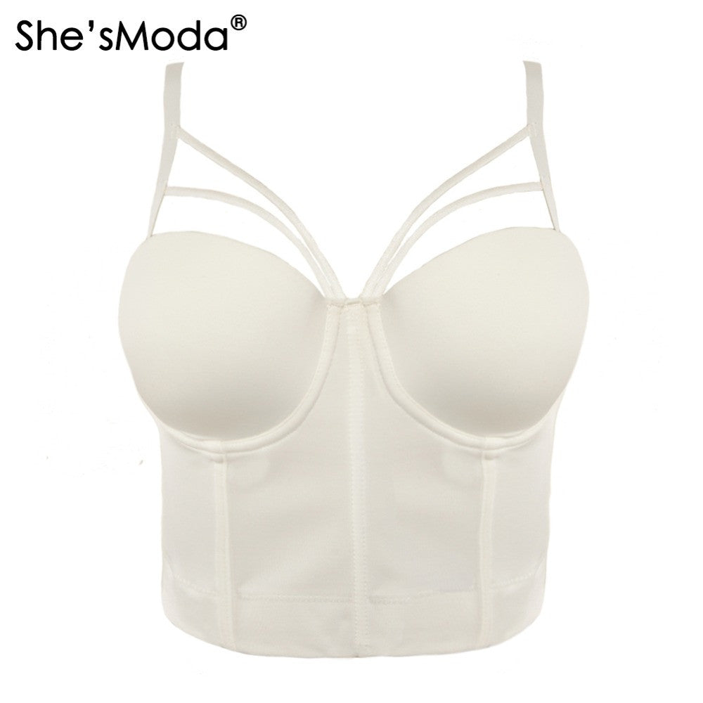 Basic Smooth Cut Cross Spandex Push Up Bralete Bustier Bra Cropped Top Vest - Sins & Temptations