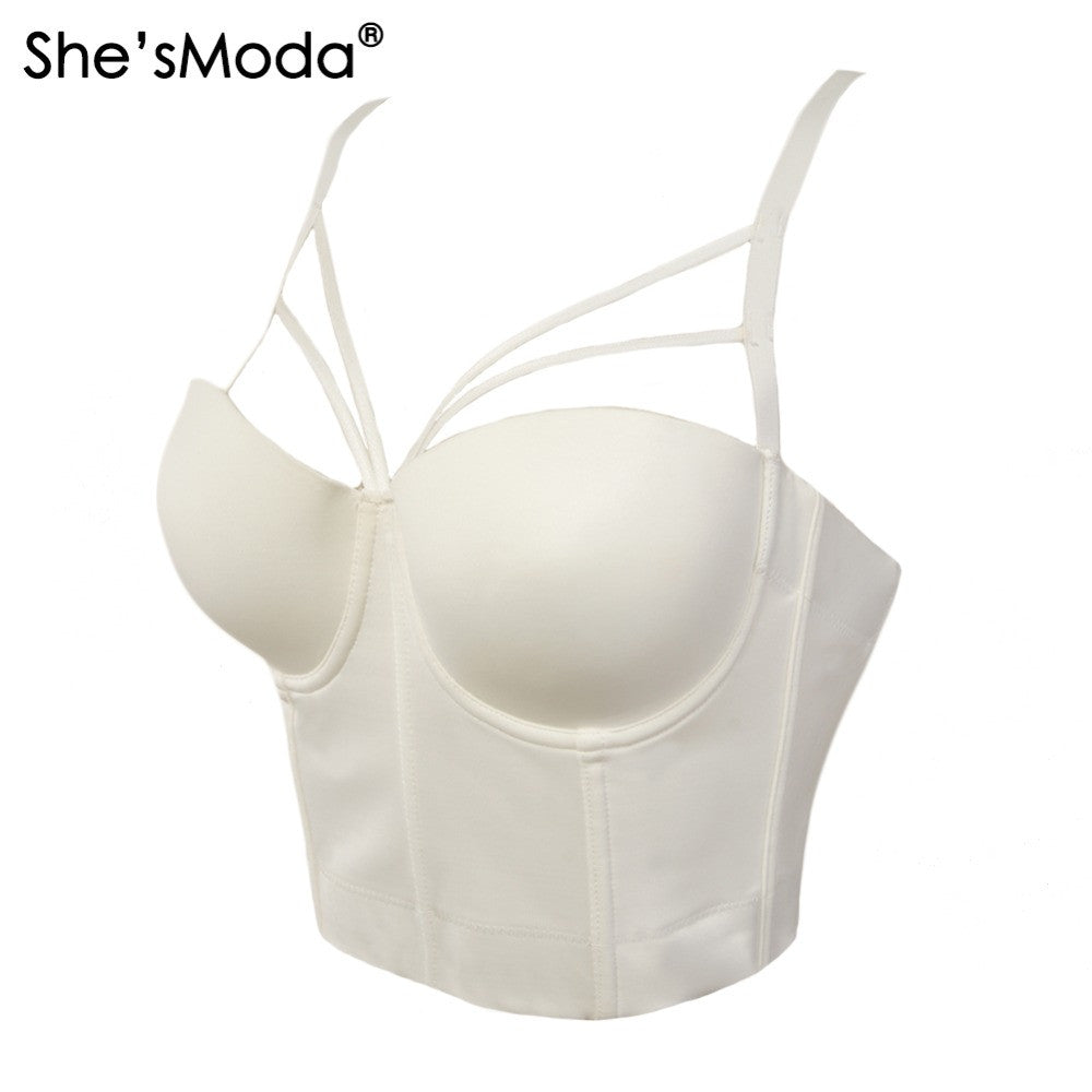 Basic Smooth Cut Cross Spandex Push Up Bralete Bustier Bra Cropped Top Vest - Sins & Temptations