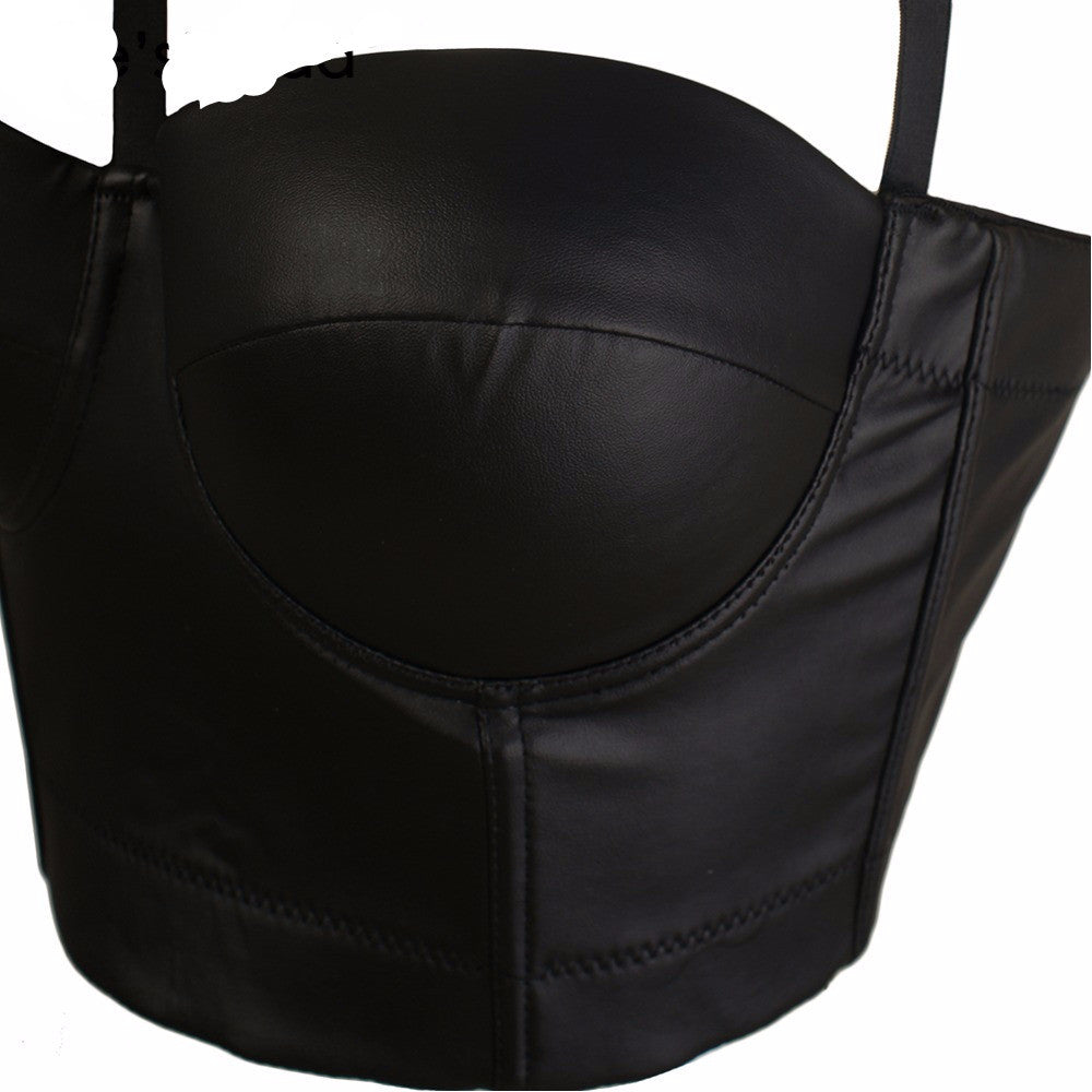 New Matt PU Leather Cut Cross Bralete Bustier Bra Night Club Party Cropped Top - Sins & Temptations