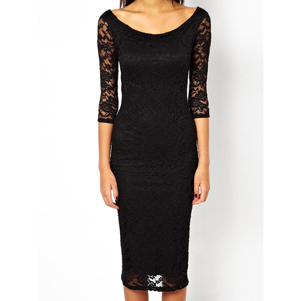 Black Purple Half Sleeve Maxi Full Lace Summer Style Dress - Sins & Temptations