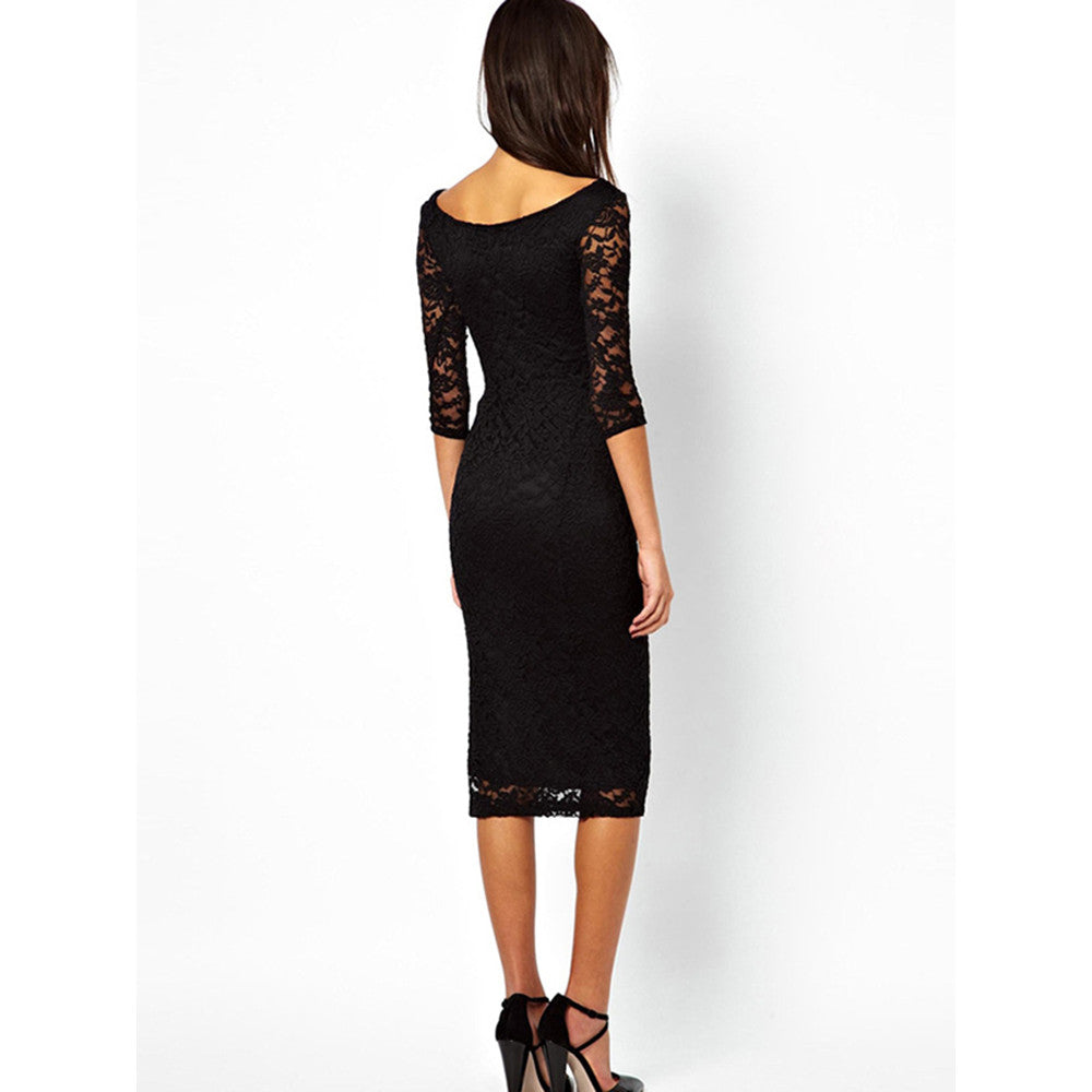 Black Purple Half Sleeve Maxi Full Lace Summer Style Dress - Sins & Temptations