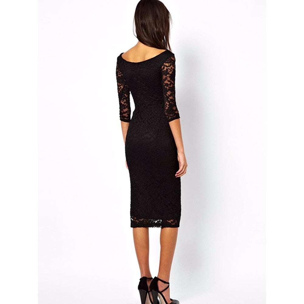 Black Purple Half Sleeve Maxi Full Lace Summer Style Dress - Sins & Temptations