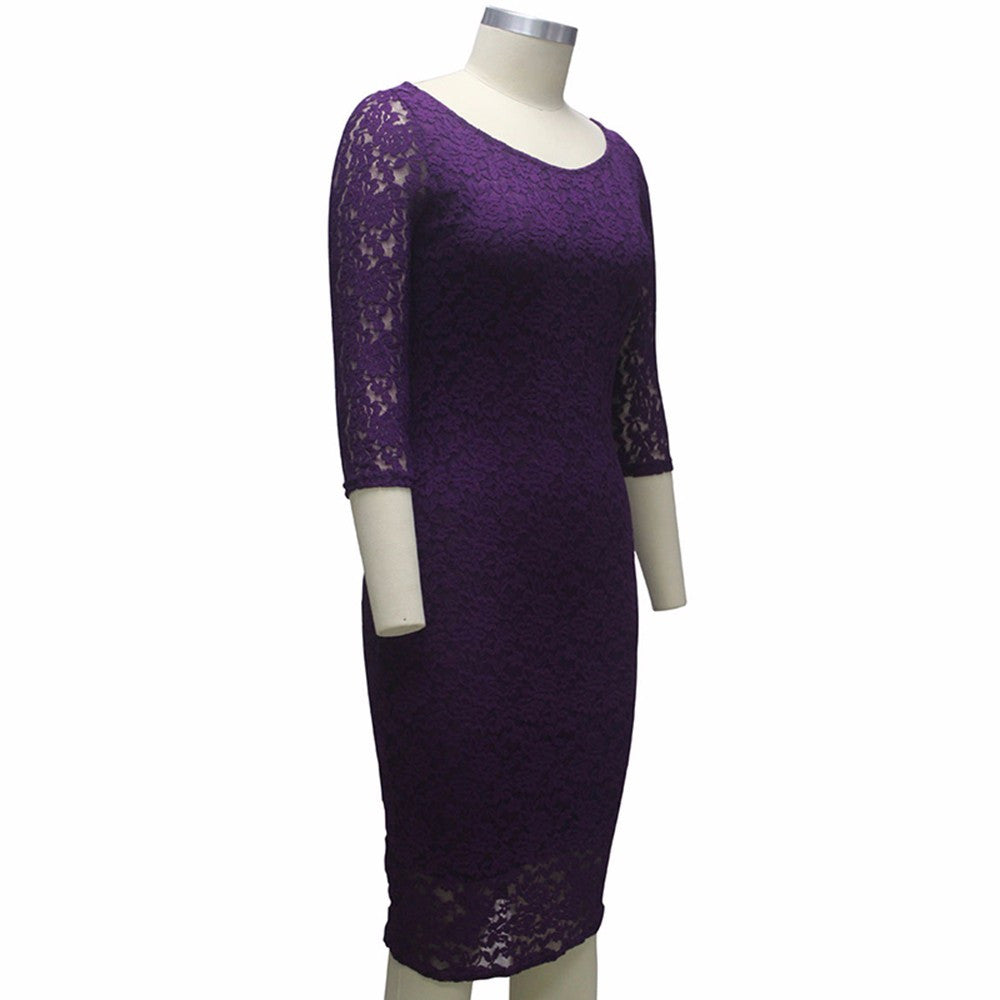 Black Purple Half Sleeve Maxi Full Lace Summer Style Dress - Sins & Temptations