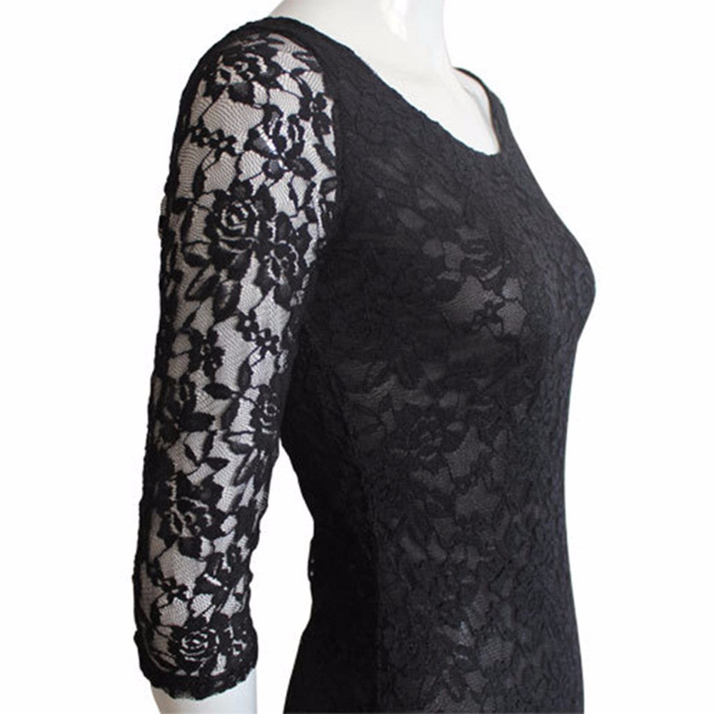 Black Purple Half Sleeve Maxi Full Lace Summer Style Dress - Sins & Temptations