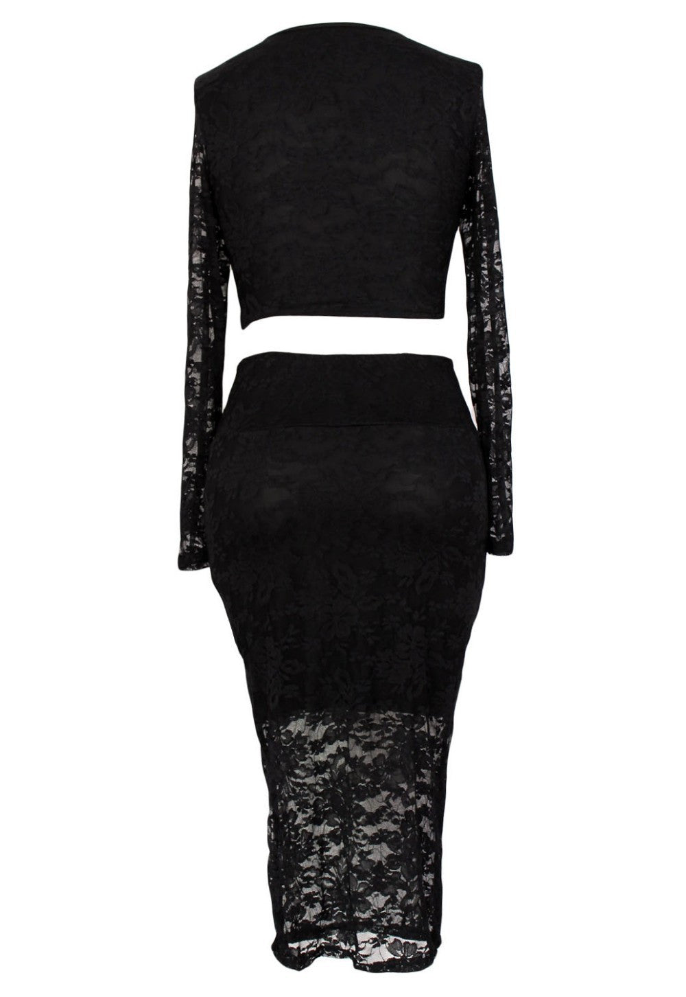Full length Top Woman Transparent Lace Dress Celebrity 2 piece Set - Sins & Temptations
