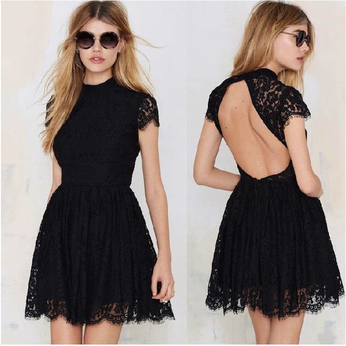 Lace Mini Cool Girl Hot Sale Elegant Turtleneck Backless Club Dress - Sins & Temptations